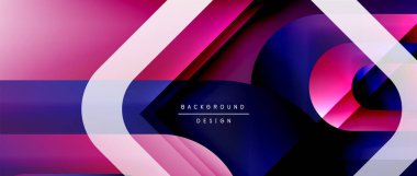 Çizgiler ve modern formlarla vektör geometrik arkaplan. Soyut yuvarlak şekiller, gölge ve ışık efektleri ile akışkan eğimli