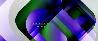 Çizgiler ve modern formlarla vektör geometrik arkaplan. Soyut yuvarlak şekiller, gölge ve ışık efektleri ile akışkan eğimli