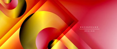 Çizgiler ve modern formlarla vektör geometrik arkaplan. Soyut yuvarlak şekiller, gölge ve ışık efektleri ile akışkan eğimli