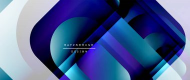 Çizgiler ve modern formlarla vektör geometrik arkaplan. Soyut yuvarlak şekiller, gölge ve ışık efektleri ile akışkan eğimli