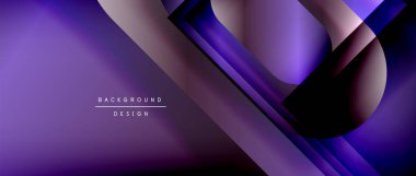 Çizgiler ve modern formlarla vektör geometrik arkaplan. Soyut yuvarlak şekiller, gölge ve ışık efektleri ile akışkan eğimli