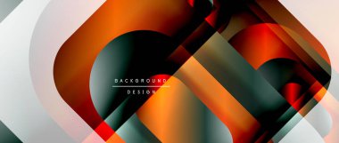 Çizgiler ve modern formlarla vektör geometrik arkaplan. Soyut yuvarlak şekiller, gölge ve ışık efektleri ile akışkan eğimli