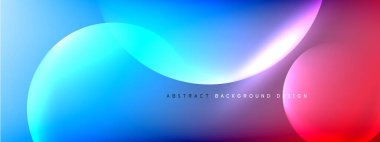 Vektör soyut arka plan sıvı baloncuk daireleri, gölgeler ve ışık efektleri ile sıvı gradyan. Metin için parlak tasarım şablonları