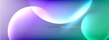 Vektör soyut arka plan sıvı baloncuk daireleri, gölgeler ve ışık efektleri ile sıvı gradyan. Metin için parlak tasarım şablonları