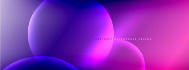 Vektör soyut arka plan sıvı baloncuk daireleri, gölgeler ve ışık efektleri ile sıvı gradyan. Metin için parlak tasarım şablonları