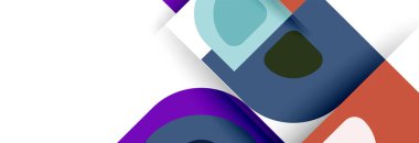 Soyut yuvarlak şekiller ve gölge efektleri tekrarlanan vektör modern geometrik arkaplan kümesi