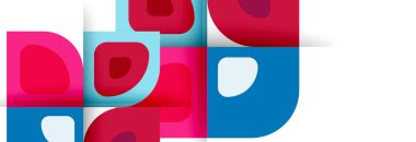 Soyut yuvarlak şekiller ve gölge efektleri tekrarlanan vektör modern geometrik arkaplan kümesi