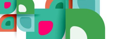 Soyut yuvarlak şekiller ve gölge efektleri tekrarlanan vektör modern geometrik arkaplan kümesi