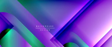 Çizgiler ve modern formlarla vektör geometrik arkaplan. Soyut yuvarlak şekiller, gölge ve ışık efektleri ile akışkan eğimli