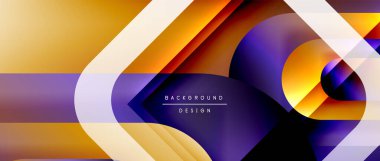 Çizgiler ve modern formlarla vektör geometrik arkaplan. Soyut yuvarlak şekiller, gölge ve ışık efektleri ile akışkan eğimli