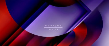 Çizgiler ve modern formlarla vektör geometrik arkaplan. Soyut yuvarlak şekiller, gölge ve ışık efektleri ile akışkan eğimli