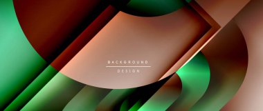 Çizgiler ve modern formlarla vektör geometrik arkaplan. Soyut yuvarlak şekiller, gölge ve ışık efektleri ile akışkan eğimli