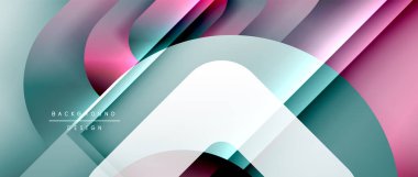 Çizgiler ve modern formlarla vektör geometrik arkaplan. Soyut yuvarlak şekiller, gölge ve ışık efektleri ile akışkan eğimli