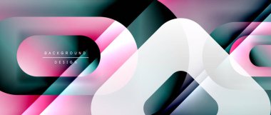 Çizgiler ve modern formlarla vektör geometrik arkaplan. Soyut yuvarlak şekiller, gölge ve ışık efektleri ile akışkan eğimli