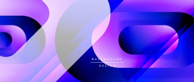 Çizgiler ve modern formlarla vektör geometrik arkaplan. Soyut yuvarlak şekiller, gölge ve ışık efektleri ile akışkan eğimli