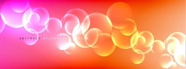 Vektör soyut arka plan sıvı baloncuk daireleri, gölgeler ve ışık efektleri ile sıvı gradyan. Metin için parlak tasarım şablonları