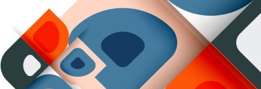 Soyut yuvarlak şekiller ve gölge efektleri tekrarlanan vektör modern geometrik arkaplan kümesi