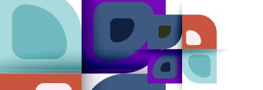 Soyut yuvarlak şekiller ve gölge efektleri tekrarlanan vektör modern geometrik arkaplan kümesi