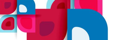 Soyut yuvarlak şekiller ve gölge efektleri tekrarlanan vektör modern geometrik arkaplan kümesi