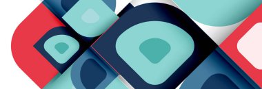 Soyut yuvarlak şekiller ve gölge efektleri tekrarlanan vektör modern geometrik arkaplan kümesi