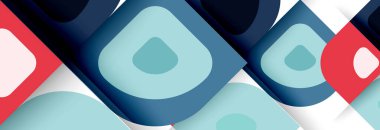 Soyut yuvarlak şekiller ve gölge efektleri tekrarlanan vektör modern geometrik arkaplan kümesi