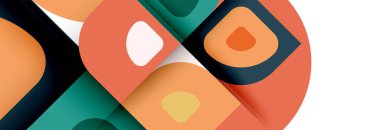 Soyut yuvarlak şekiller ve gölge efektleri tekrarlanan vektör modern geometrik arkaplan kümesi