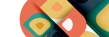 Soyut yuvarlak şekiller ve gölge efektleri tekrarlanan vektör modern geometrik arkaplan kümesi