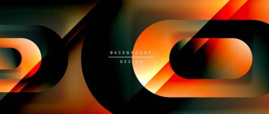 Çizgiler ve modern formlarla vektör geometrik arkaplan. Soyut yuvarlak şekiller, gölge ve ışık efektleri ile akışkan eğimli