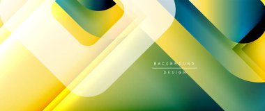 Çizgiler ve modern formlarla vektör geometrik arkaplan. Soyut yuvarlak şekiller, gölge ve ışık efektleri ile akışkan eğimli