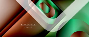 Çizgiler ve modern formlarla vektör geometrik arkaplan. Soyut yuvarlak şekiller, gölge ve ışık efektleri ile akışkan eğimli