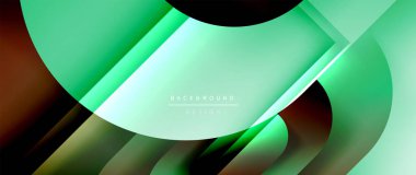 Çizgiler ve modern formlarla vektör geometrik arkaplan. Soyut yuvarlak şekiller, gölge ve ışık efektleri ile akışkan eğimli