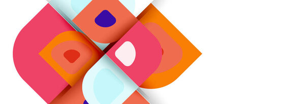 Set of vector modern geometric abstract backgrounds with repeating abstract round shapes patterns and shadow effects