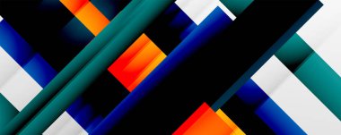 Gölge çizgileri, modern formlar, dikdörtgenler, kareler ve akışkan eğimlere sahip geometrik soyut arkaplanlar. Parlak renkli çizgiler serin arkaplanlar