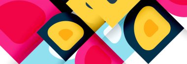 Soyut yuvarlak şekiller ve gölge efektleri tekrarlanan vektör modern geometrik arkaplan kümesi