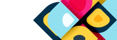 Soyut yuvarlak şekiller ve gölge efektleri tekrarlanan vektör modern geometrik arkaplan kümesi