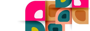 Soyut yuvarlak şekiller ve gölge efektleri tekrarlanan vektör modern geometrik arkaplan kümesi