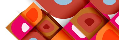 Soyut yuvarlak şekiller ve gölge efektleri tekrarlanan vektör modern geometrik arkaplan kümesi