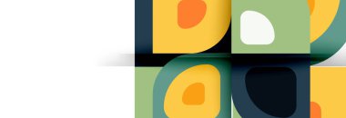 Soyut yuvarlak şekiller ve gölge efektleri tekrarlanan vektör modern geometrik arkaplan kümesi