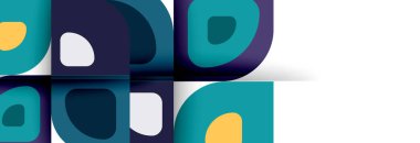 Soyut yuvarlak şekiller ve gölge efektleri tekrarlanan vektör modern geometrik arkaplan kümesi