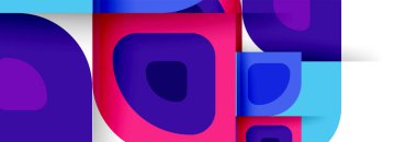 Soyut yuvarlak şekiller ve gölge efektleri tekrarlanan vektör modern geometrik arkaplan kümesi