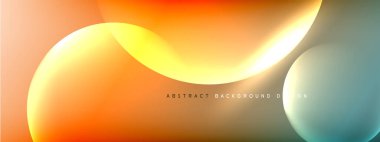 Vektör soyut arka plan sıvı baloncuk daireleri, gölgeler ve ışık efektleri ile sıvı gradyan. Metin için parlak tasarım şablonları