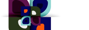 Soyut yuvarlak şekiller ve gölge efektleri tekrarlanan vektör modern geometrik arkaplan kümesi