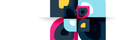 Soyut yuvarlak şekiller ve gölge efektleri tekrarlanan vektör modern geometrik arkaplan kümesi