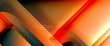 Çizgiler ve modern formlarla vektör geometrik arkaplan. Soyut yuvarlak şekiller, gölge ve ışık efektleri ile akışkan eğimli