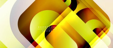 Çizgiler ve modern formlarla vektör geometrik arkaplan. Soyut yuvarlak şekiller, gölge ve ışık efektleri ile akışkan eğimli