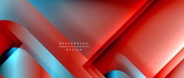 Çizgiler ve modern formlarla vektör geometrik arkaplan. Soyut yuvarlak şekiller, gölge ve ışık efektleri ile akışkan eğimli