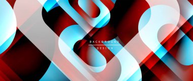 Çizgiler ve modern formlarla vektör geometrik arkaplan. Soyut yuvarlak şekiller, gölge ve ışık efektleri ile akışkan eğimli