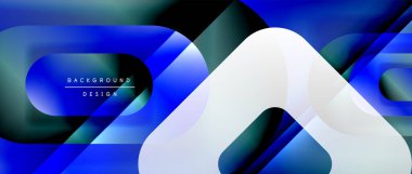 Çizgiler ve modern formlarla vektör geometrik arkaplan. Soyut yuvarlak şekiller, gölge ve ışık efektleri ile akışkan eğimli