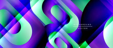 Çizgiler ve modern formlarla vektör geometrik arkaplan. Soyut yuvarlak şekiller, gölge ve ışık efektleri ile akışkan eğimli