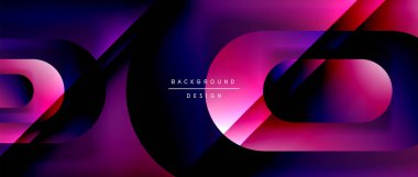 Çizgiler ve modern formlarla vektör geometrik arkaplan. Soyut yuvarlak şekiller, gölge ve ışık efektleri ile akışkan eğimli